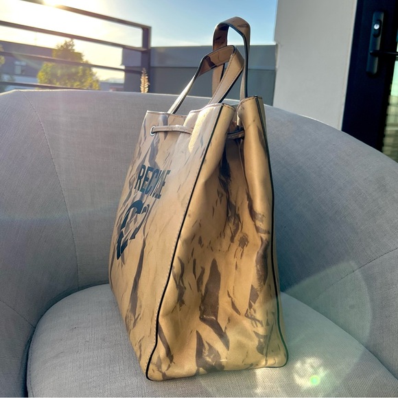 Moschino Leather Recycle Drawstring Bag Tote With Shoulder Strap - Picture 4 of 14